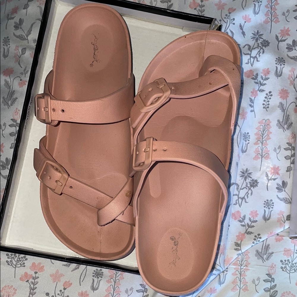 Qupid Pink Sandals Minimalist Strappy Design